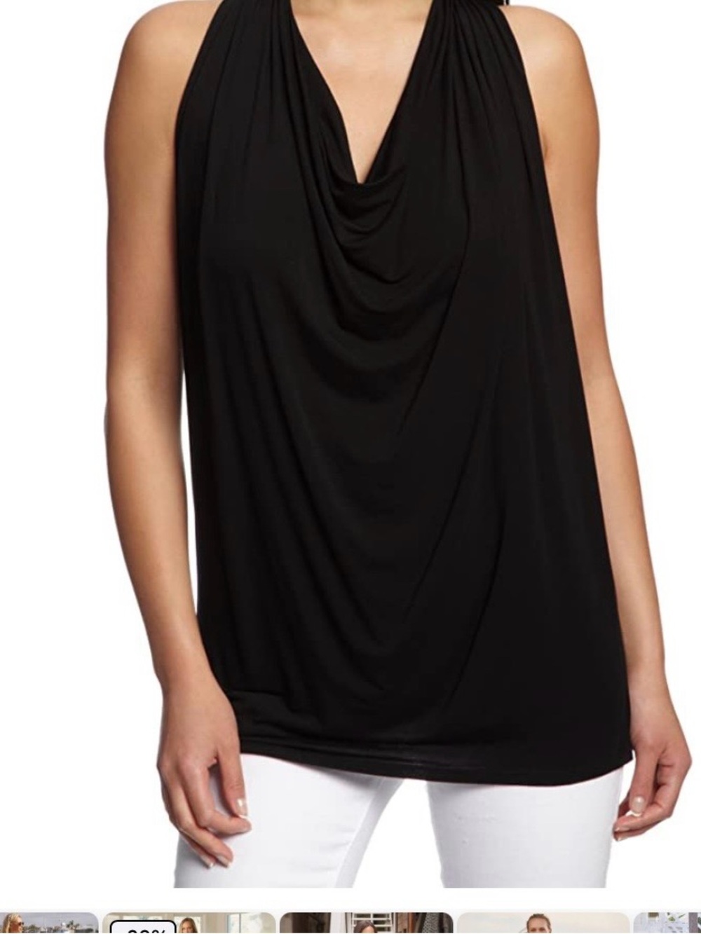 Michael Stars Black Sleeveless Drape Neck Tee